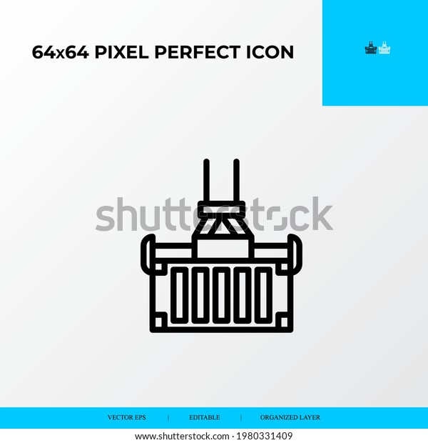 container lifted a crane icon. Logistics process\
64x64 pixel perfect\
icon