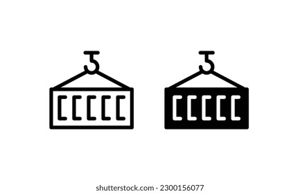 Container line and glyph icon, logistic and delivery, crane Pulley Container shipment Applied Export icon vector symbol logo illustration line editable stroke flat design style isolated