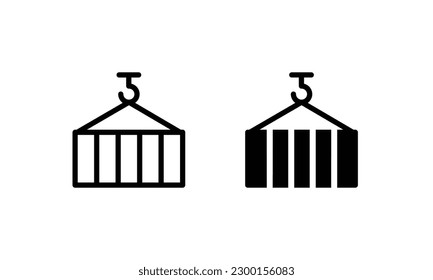 Container line and glyph icon, logistic and delivery, crane Pulley Container shipment Applied Export icon vector symbol logo illustration line editable stroke flat design style isolated