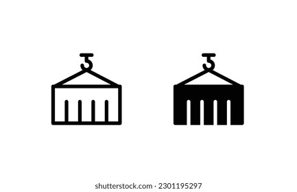Container line and glyph icon, logistic and delivery, crane Pulley Container shipment Applied Export icon vector symbol logo illustration line editable stroke flat design style isolated