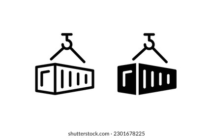 Container line and glyph icon, logistic and delivery, crane Pulley Container shipment Applied Export icon vector symbol logo illustration line editable stroke flat design style isolated