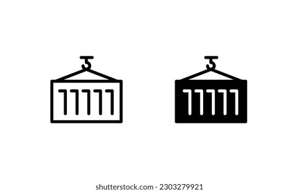 Container line and glyph icon, logistic and delivery, crane Pulley Container shipment Applied Export icon vector symbol logo illustration line editable stroke flat design style isolated
