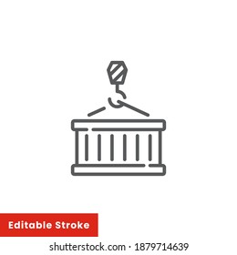 Container line icon, logistic and delivery, crane sign vector graphics, a linear pattern on a white background, editable stroke vector illustration eps 10.