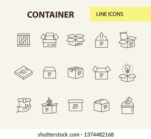 Container line icon set. Delivery and packaging concept.Vector illustration can be used for topics like post office, courier, logistics
