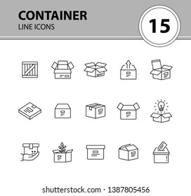 Container line icon set. Delivery and packaging concept.Vector illustration can be used for topics like post office, courier, logistics