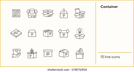 Container line icon set. Delivery and packaging concept.Vector illustration can be used for topics like post office, courier, logistics
