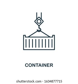 Container line icon. Thin design style from logistics delivery icon collection. Simple container icon for infographics and templates.