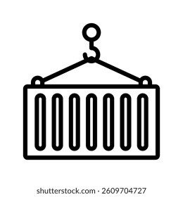Container Line Vector Illustration On White Background.