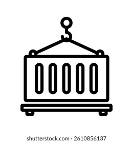 Container Line Vector Illustration On White Background.