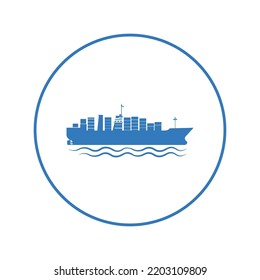Container loaded cargo ship icon | Circle version icon |