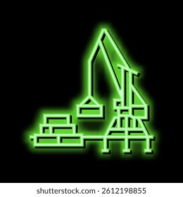container loader port equipment neon light sign vector. container loader port equipment illustration