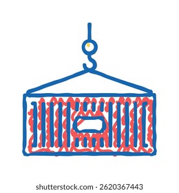 Vector de boceto de icono de doodle de carga de contenedores. signo de carga de contenedores. ilustración de símbolo aislado
