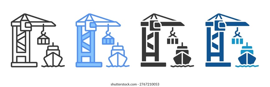 Container Loading Icon Set Multiple Style Collection