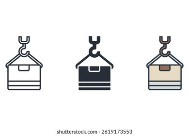 container loading icons isolated on White Background. Flat style design