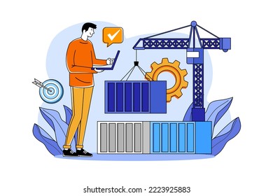 Container Loading Illustration concept. Flat illustration isolated on white background