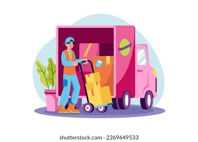 Container Loading Illustration concept on white background