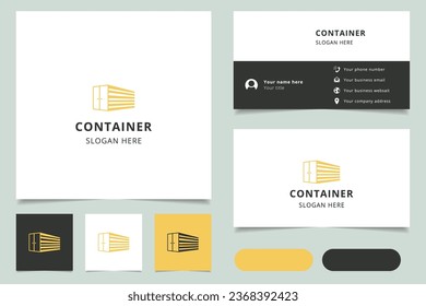 Container logo design with editable slogan. Branding book and business card template.