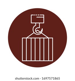 container metal hanging block line style icon vector illustration design