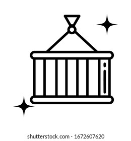 contenedor metal colgado, línea de icono ilustración vectorial diseño