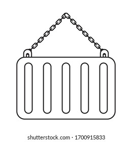 contenedor metal colgado, línea de icono ilustración vectorial diseño
