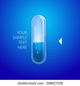 Container of nuclear energy in blue color and bubbling, vector illustration