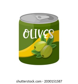 Container with olives isolated on white background.