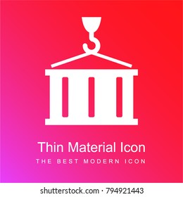 Container on a crane red and pink gradient material white icon minimal design