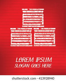 Container on red background,poster grunge design