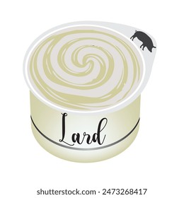 Container with packaged lard. Vector illustration.