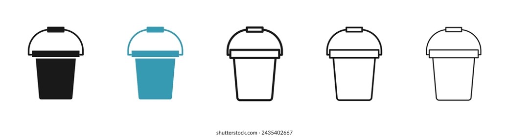 Container Pail Vector Icon Set. Multipurpose Vessel Symbol vector symbol for UI design.