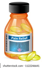 Container of pain relief illustration