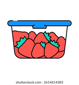 container plastic strawberries line icon vector. container plastic strawberries sign. isolated symbol illustration