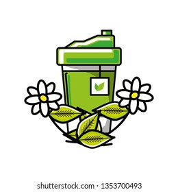 container plastic of tea herb with flowers chamomile