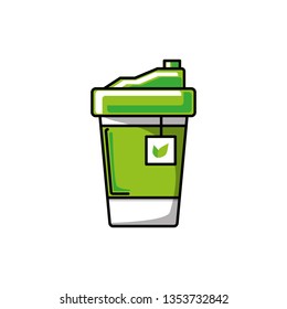 container plastic of tea herb isolated icon