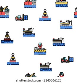 Container Port Tool Vector Seamless Pattern Thin Line Illustration