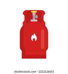 Container with propane liquid gas. Portable cylinder balloon gas. Propane in red color package. Vector illustration