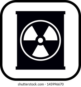 Container with radioactive waste vector icon