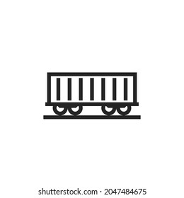 Container railway freight car line icon. railway transportation symbol. isolated vector image in simple style