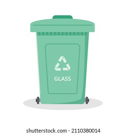 Container or recycle bin for glass trash. A dumpster icon isolated on white background. Flat vector illustration