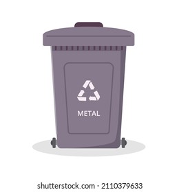 Caja de contenedores o recicladores para la basura metálica. Un icono del contenedor aislado en el fondo blanco. Ilustración vectorial plana