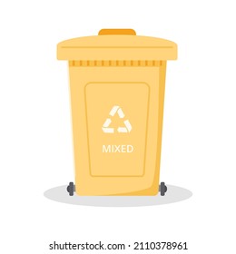 Container or recycle bin for mixed trash. A dumpster icon isolated on white background. Flat vector illustration