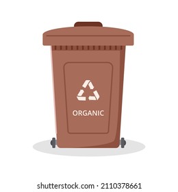 Container or recycle bin for organic trash. A dumpster icon isolated on white background. Flat vector illustration