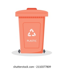 Container or recycle bin for plastic trash. A dumpster icon isolated on white background. Flat vector illustration