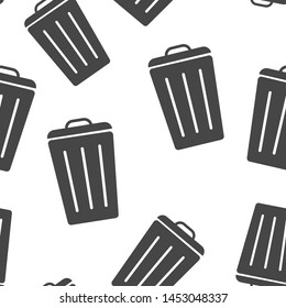 Container recycling of garbage sign isolated. Icon bin. Flat image Trash can seamless pattern on a white background.