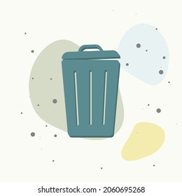 Reciclaje de contenedores de señales de basura aisladas. Papelera de icono plana sobre fondo gris. Imagen plana La barra diagonal puede tener un fondo multicolor. Capas agrupadas para una ilustración de edición sencilla. Por tu diseño.