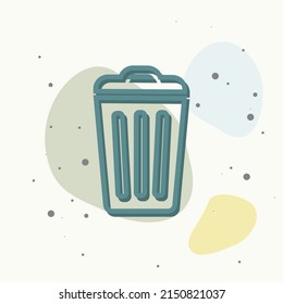 Reciclaje de contenedores de señales de basura aisladas. Papelera de icono plana. Imagen plana La barra diagonal puede tener un fondo multicolor. Capas agrupadas para una ilustración de edición sencilla. Por tu diseño.