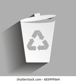 Container recycling of garbage sign isolated. Flat icon. Vector illustration. Vector icon with shadow design.