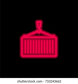 Container red glowing neon ui ux icon. Glowing sign logo vector