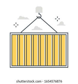 Container related color line vector icon, illustration. The icon is about carry, overseas, carry, box, construction. The composition is infinitely scalable.