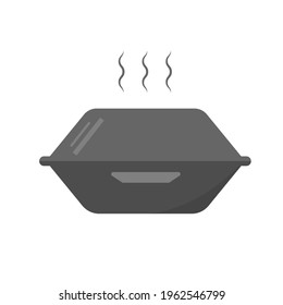 Container for rolls. Easy food box. Put away food packaging on an isolated background in a flat cartoon style. Flat vector illustration for website and applications. 
